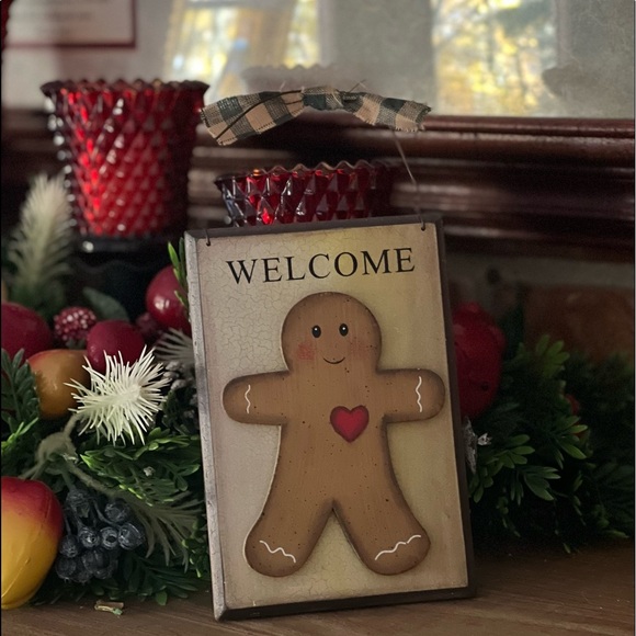 Rare Vintage Solid Wood Welcome Gingerbread Man - Picture 5 of 7